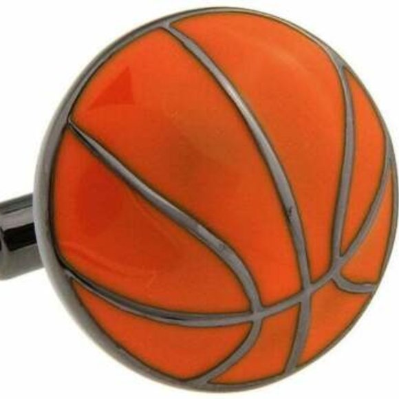 Orange Gunmetal Basketball Cufflinks Court 3 Point - Picture 4 of 4